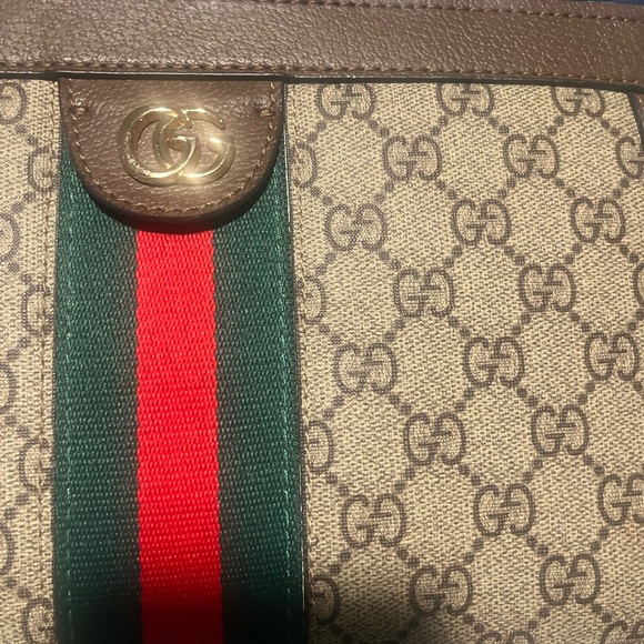 Gucci shoulder bag , ophidia model brown and tan with gucci monogram in front - Picture 3 of 7